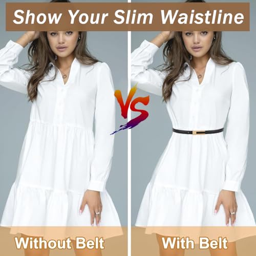 PALAY® 2Pcs Women Belts For Jeans Dresses Pants Ladies Leather Waist Belt with Gold Buckle X3 PALAY® 2Pcs Women Belts For Jeans Dresses Pants Ladies Leather Waist Belt with Gold Buckle X3